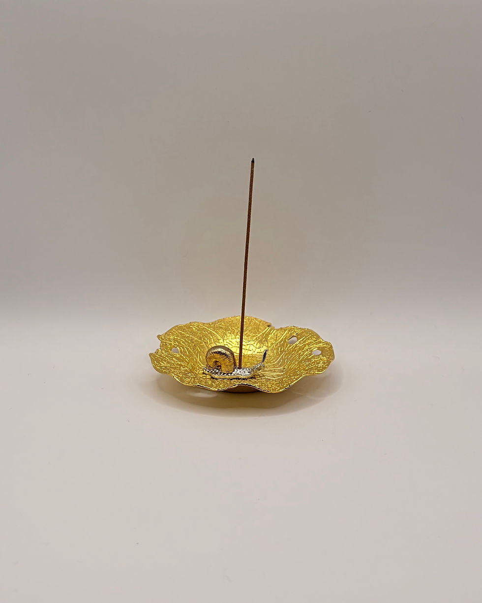 Thumbnail: Handmade Bronze Snail on Lotus Leaf Incense Stick Holder