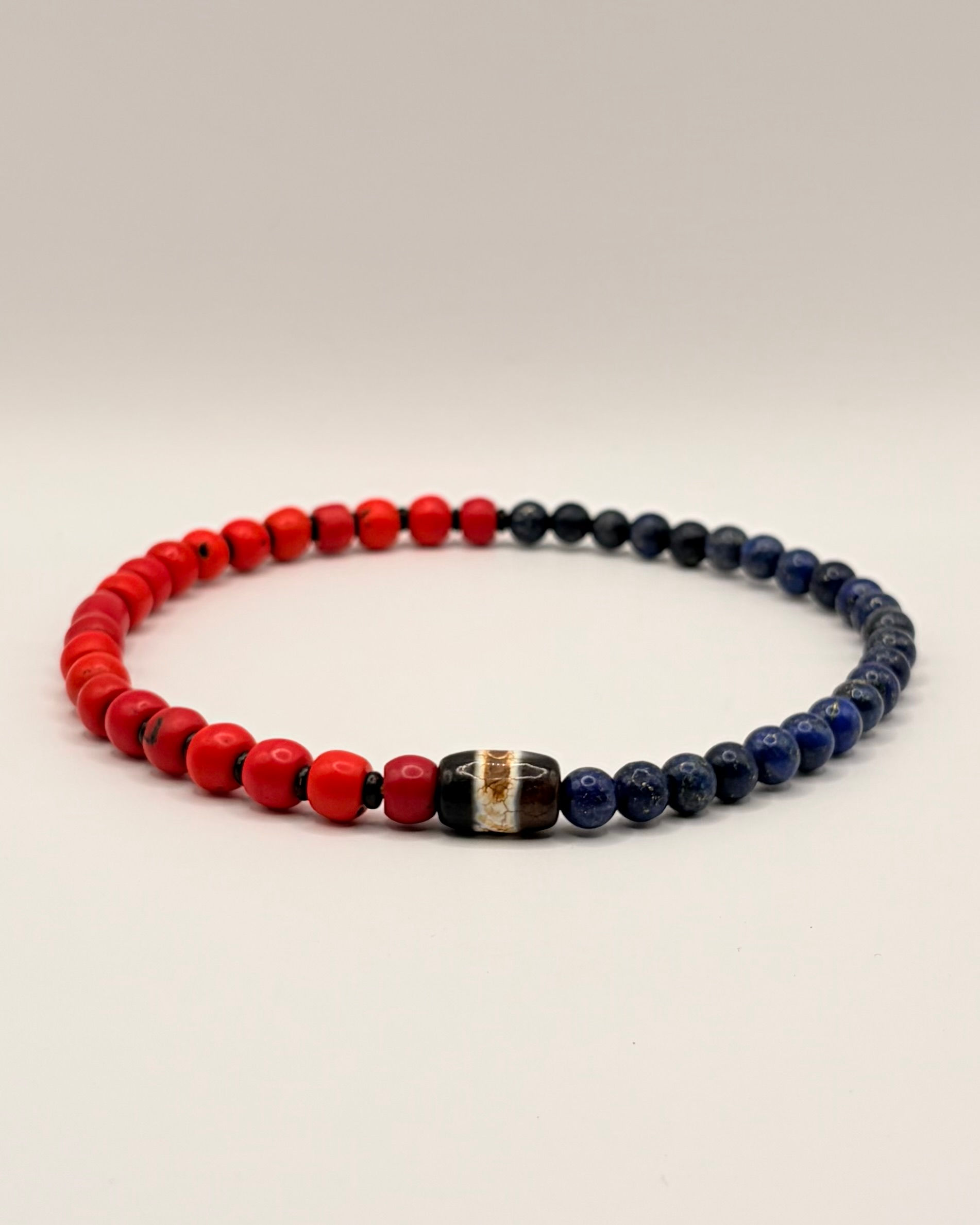 Lapis and South Red Agate Bracelet for wisdom, protection, and vitality