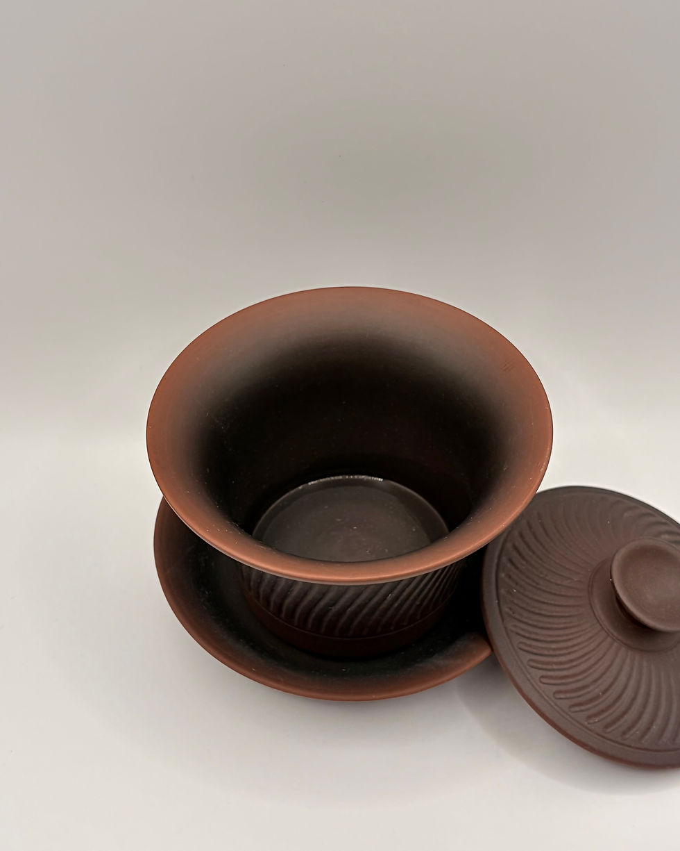 Thumbnail: Textured Terracotta Gaiwan - Chocolate Truffle Ombré