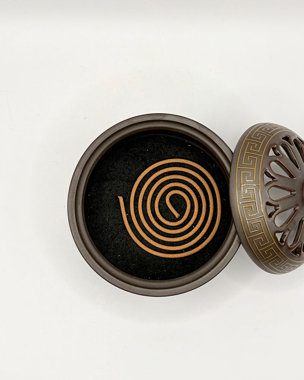 Thumbnail: Hand-Painted Clay Coil Incense Burner - Heart Sutra Design