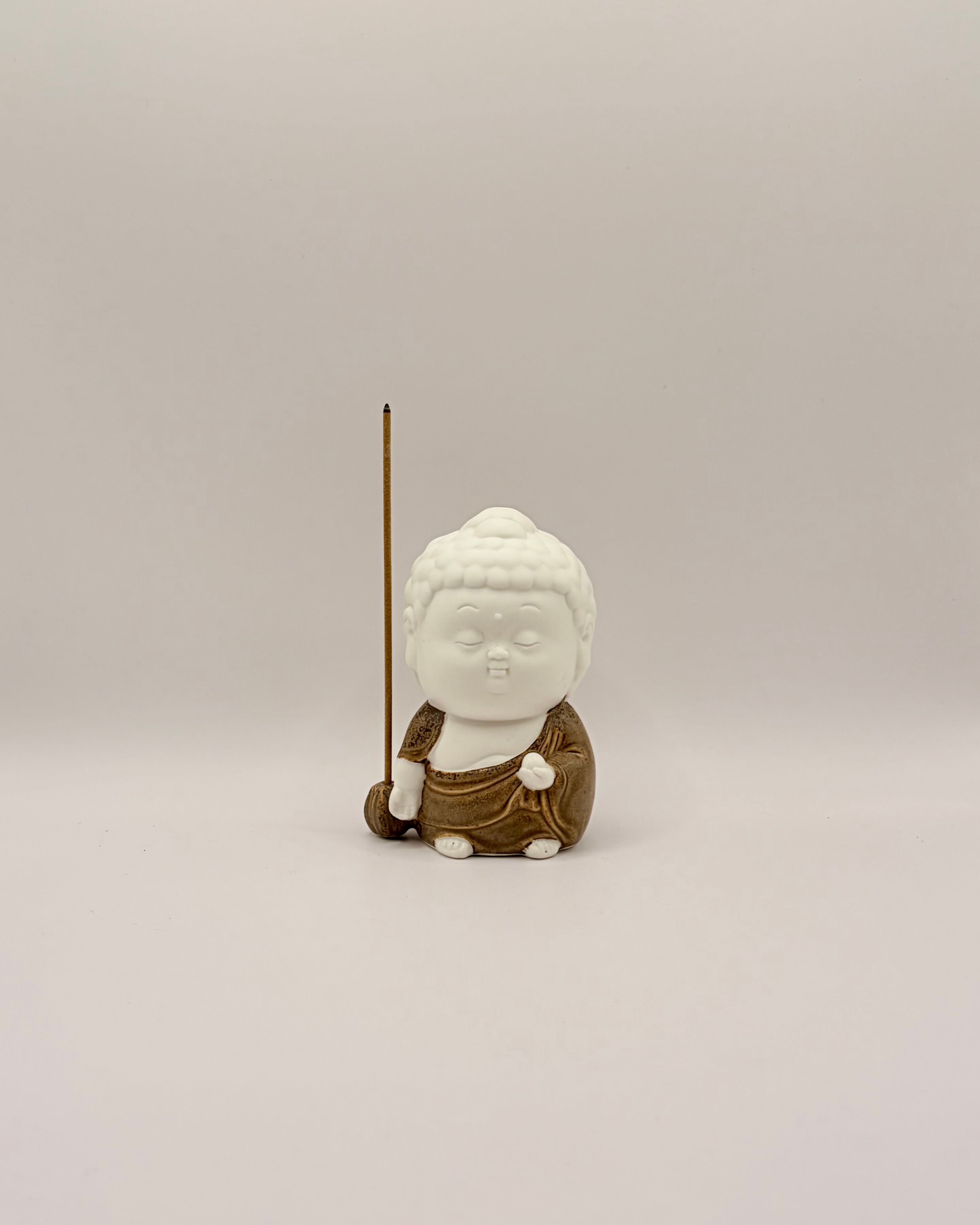 Handmade Little Amitabha Buddha Glazed Porcelain Incense Stick Holder