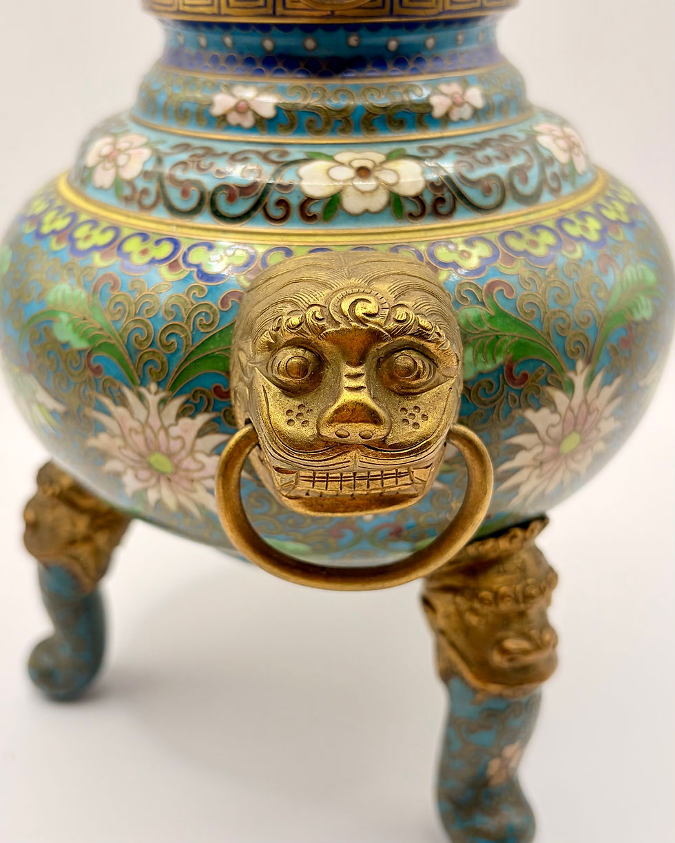 Thumbnail: Antique Japanese Cloisonné Incense Burner, Meiji Period, Late 19th Century