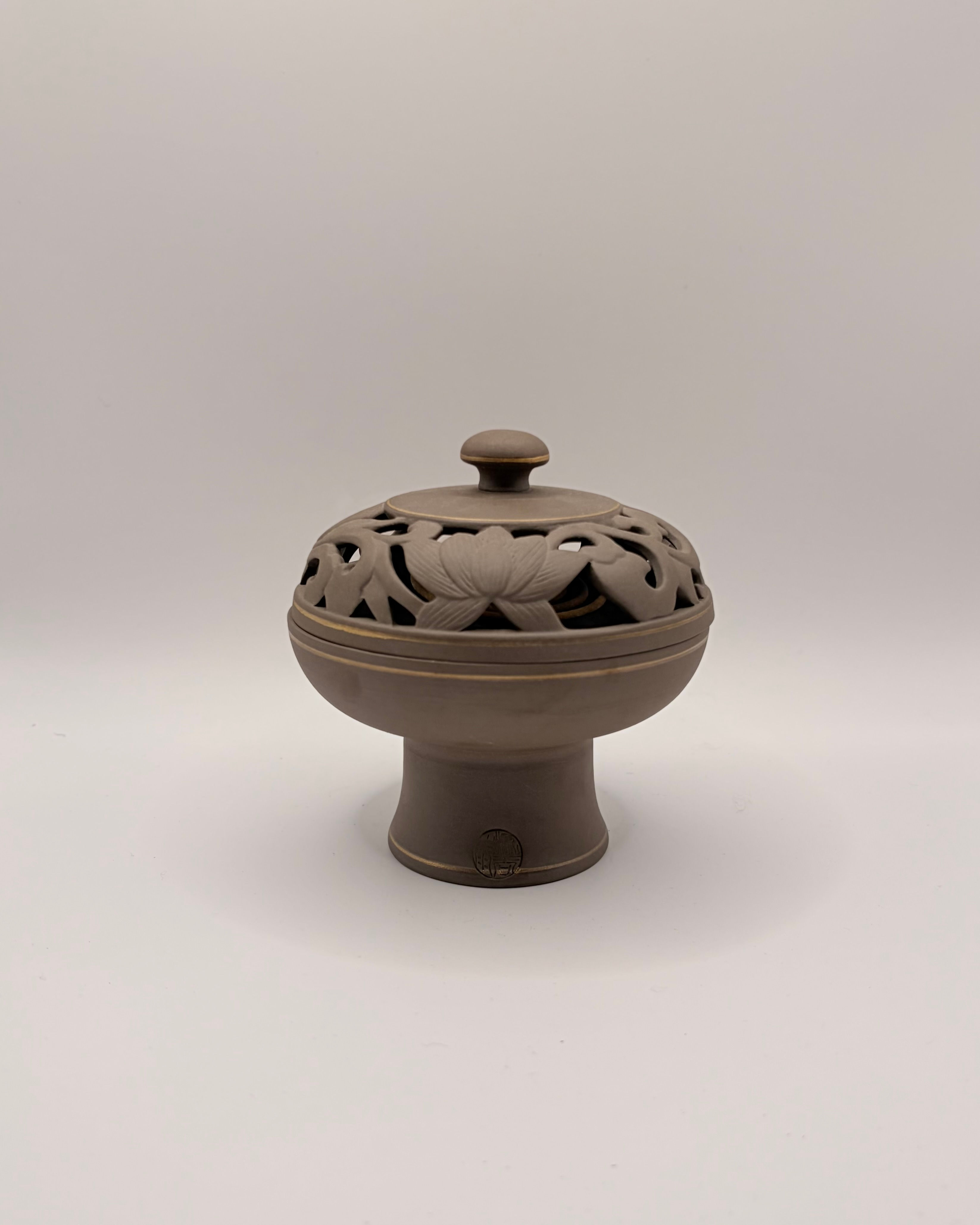 Handmade Lotus Purple Clay Incense Coil Burner