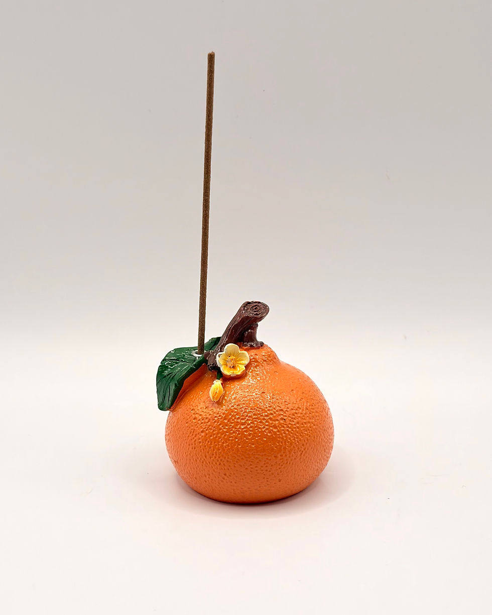 Thumbnail: Handmade Orange-Shaped Incense Holder with Hand-Painted Detail