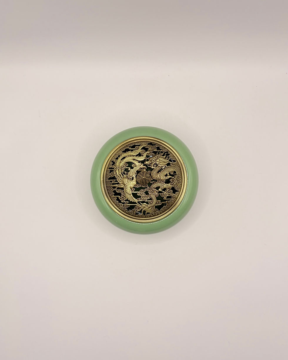Thumbnail: Handmade Porcelain Incense Coil Burner - Jade Green