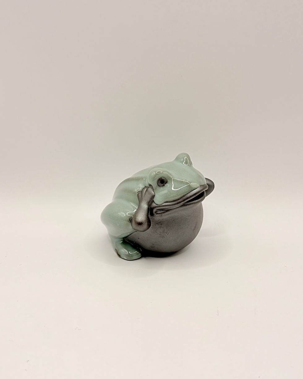 Thumbnail: Handmade Clay/Glazed Porcelain Frogs in Denial - "I don't know anything"