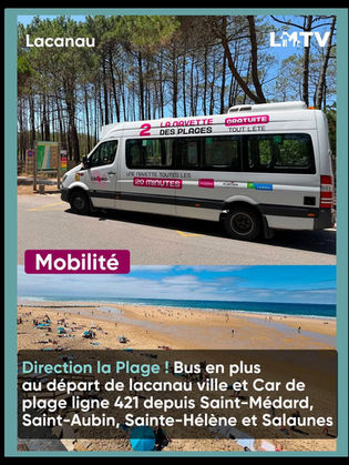 Direction la Plage, Navette gratuite et car de plage en direction de l'océan tour l'été.