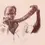 Thumbnail: Sepia-toned photo of a man holding a long, curved old horn to his mouth, against a light background.