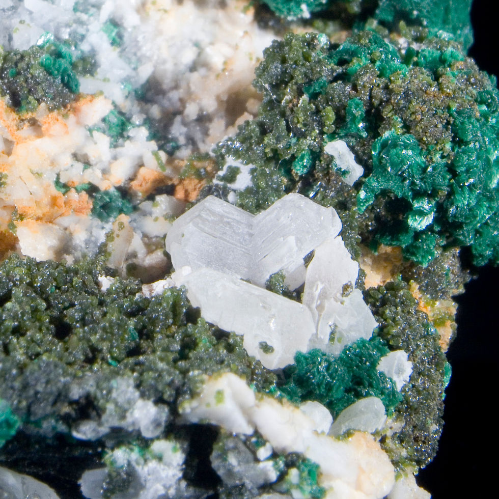 Thumbnail: Malachite, Cerussite and Quartz - Tsumeb Mine, Namibia - Studio Mineralia Earth Art Gallery