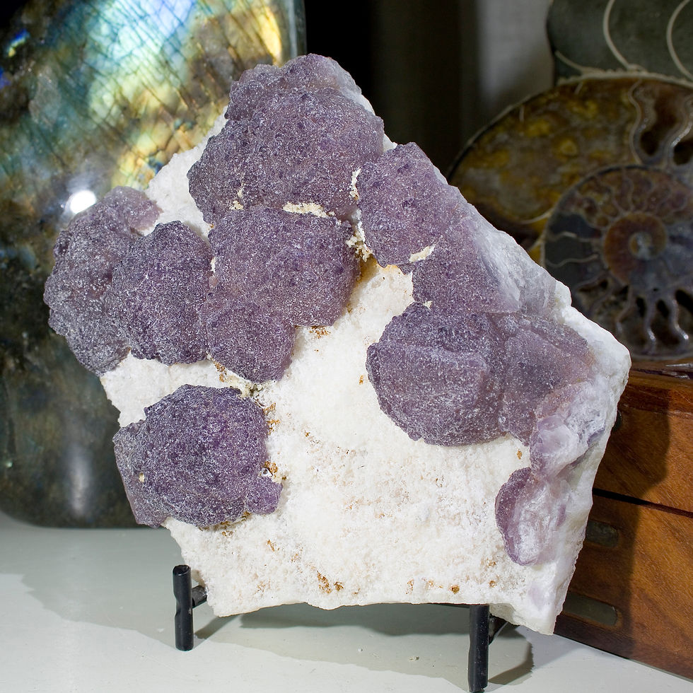 Thumbnail: Fluorite on Quartz Plate - Lupita Mine, Mexico - Studio Mineralia Earth Art Gallery