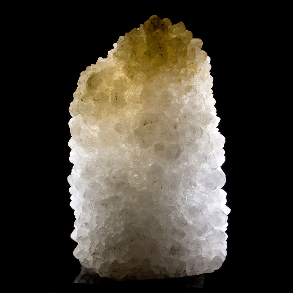 Translucent Twin MM Quartz & Chalcedony Stalactites. More that six delicate strands of Chalcedony for the core of this 4 inch