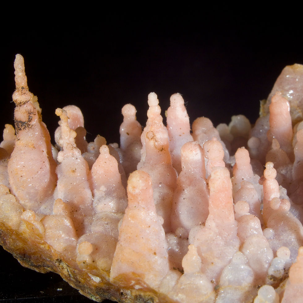 Pink Chalcedony Stalactites - Sidi Rahal, Morocco - Studio Mineralia Earth Art Gallery
