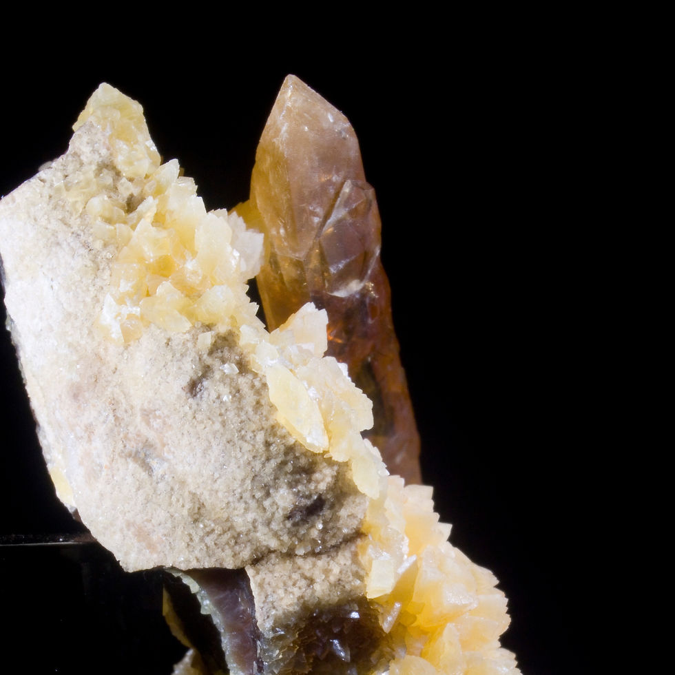 Thumbnail: Barite on Calcite - Elk Creek,  South Dakota - Studio Mineralia