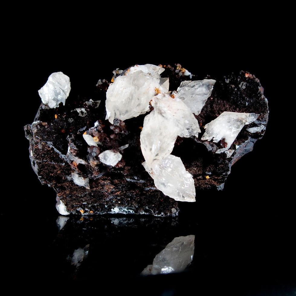 Diamond Calcite on Black Limonite - Leiping, China - Studio Mineralia Earth Art Gallery