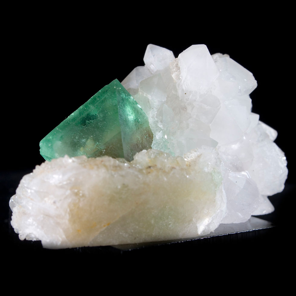 Thumbnail: Fluorite Octahedron on Quartz - Riemvasmaak, South Africa - Studio Mineralia: The Earth Art Gallery