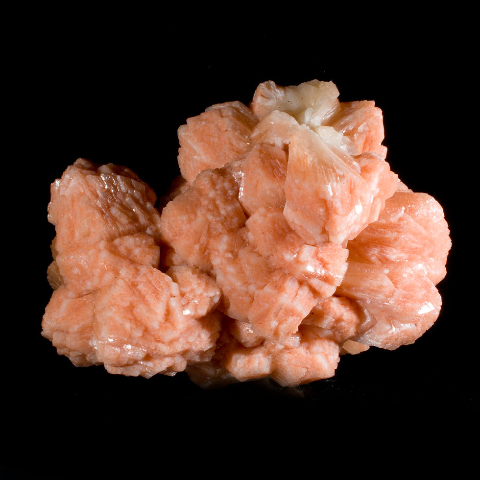 Thumbnail: The vibrant red-orange of this large cluster of Stilbite crystals from Nashik, Maharashtra, India is unrivaled. A large cabin