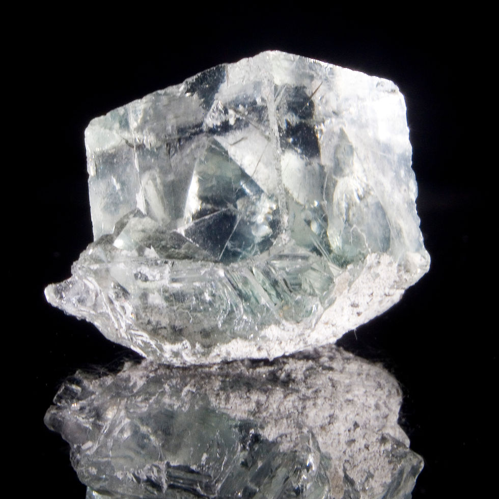 Thumbnail: Clear Green Fluorite Cube Miniature - Xianghualing Mine, China - Studio Mineralia Earth Art Gallery