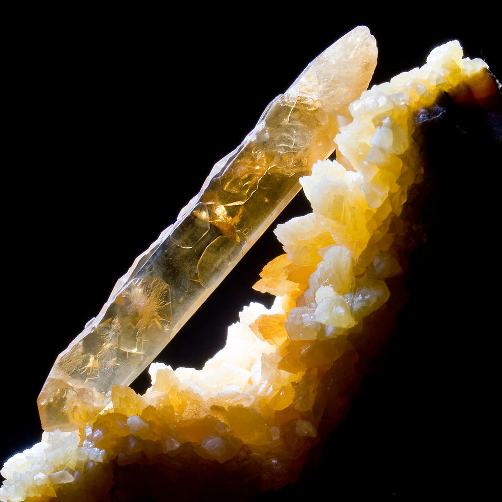 Thumbnail: Barite on Calcite - Elk Creek,  South Dakota - Studio Mineralia