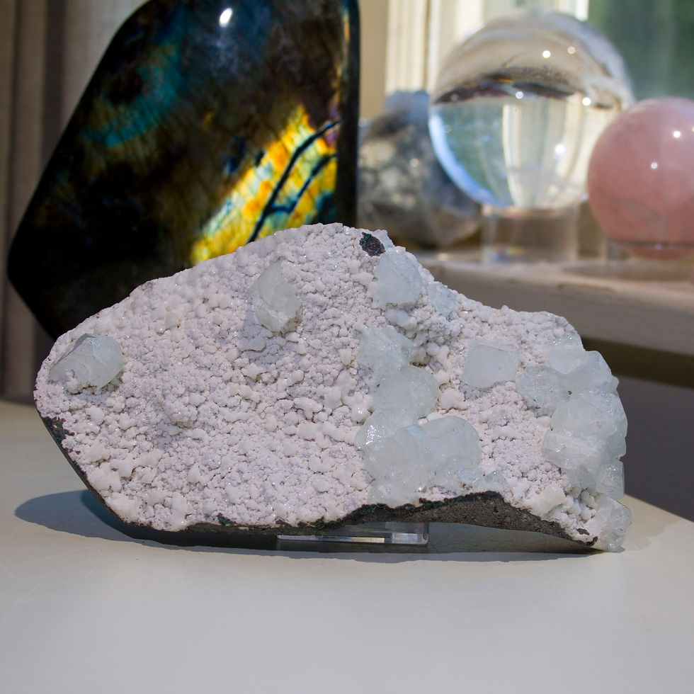 Light Green Apophyllite on Miniature White Heulandite