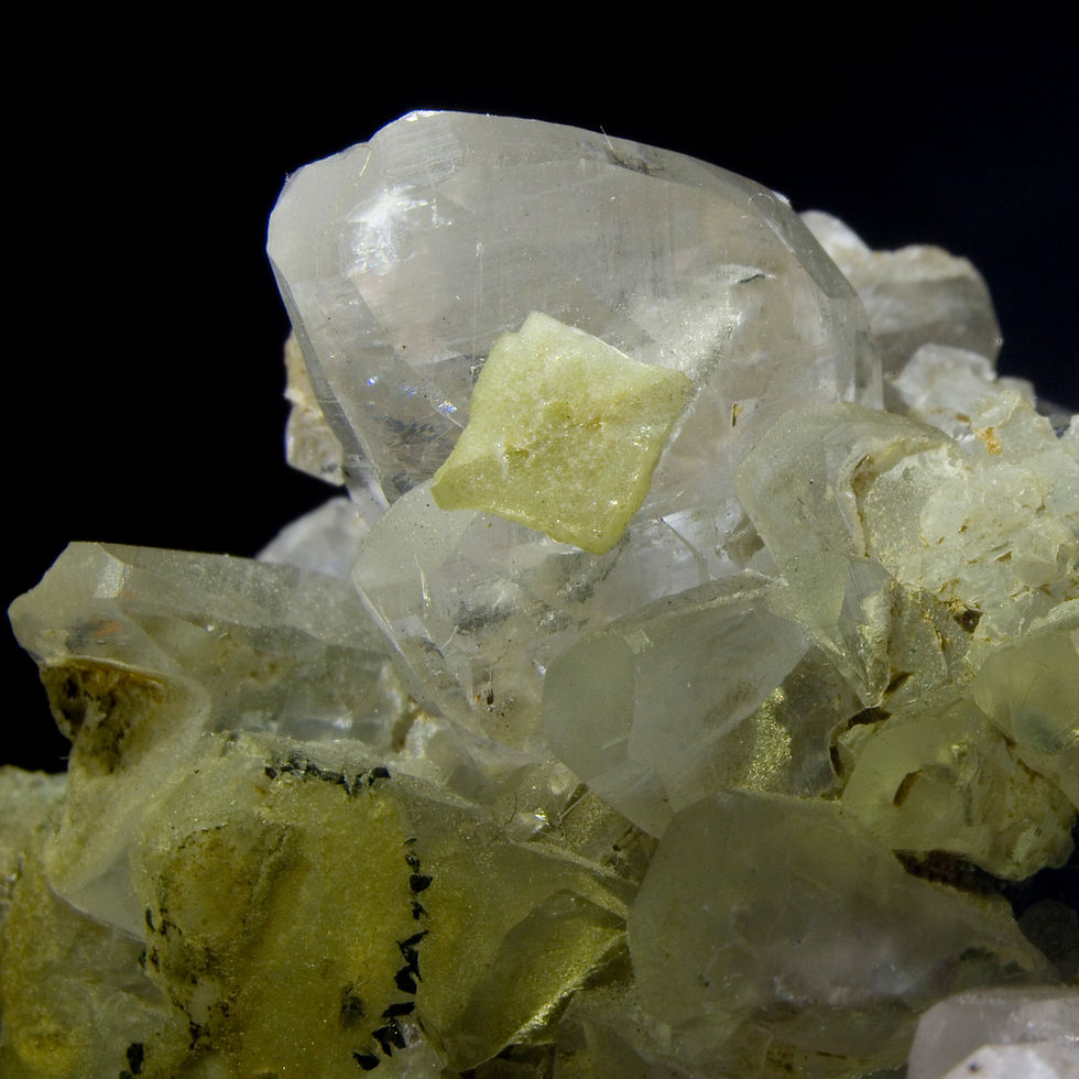 Thumbnail: Babingtonite and Calcite with Prehnite - Roncari Quarry, Connecticut - Studio Mineralia Earth Art Gallery