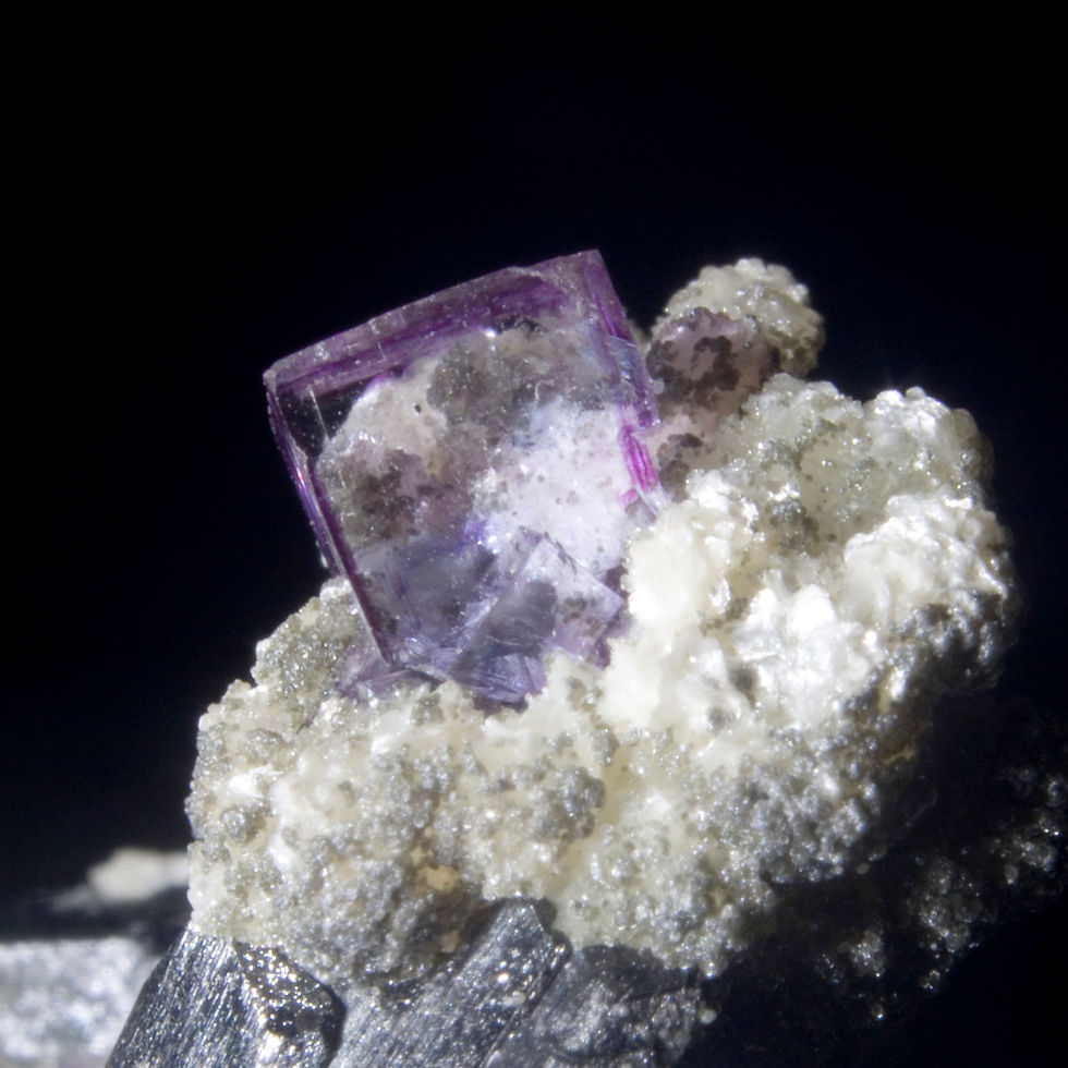 Thumbnail: Fluorite on Ferberite - Yaogangxian Mine, China - Studio Mineralia Earth Art Gallery