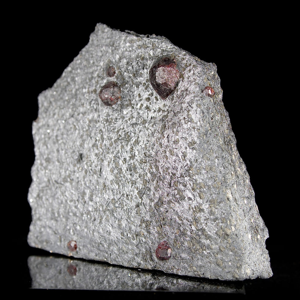 Thumbnail: Almandine-Pyrope Garnet in Graphite Mini Plate - Red Embers Mine, MA - Studio Mineralia Earth Art Gallery