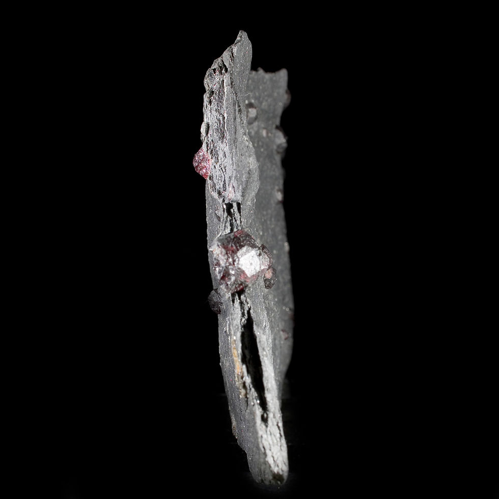 Thumbnail: Almandine-Pyrope Garnet in Graphite - Red Embers Mine, MA - Studio Mineralia Earth Art Gallery