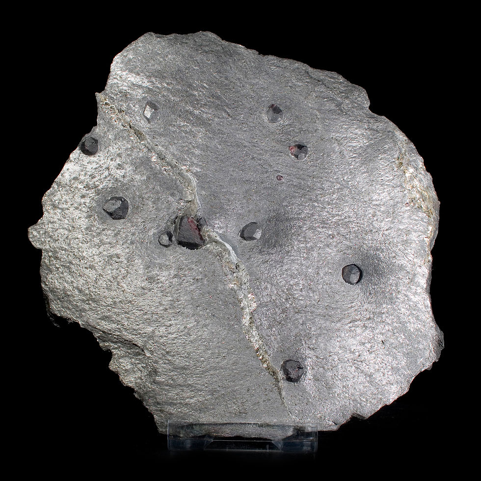 Thumbnail: Almandine-Pyrope Garnet in Graphite Plate - Red Embers Mine, MA - Studio Mineralia Earth Art Gallery