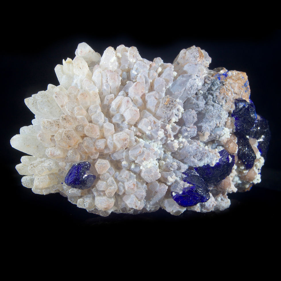 Thumbnail: Azurite on Quartz Rosette - Zoila Mine, Mexico - Studio Mineralia Earth Art Gallery