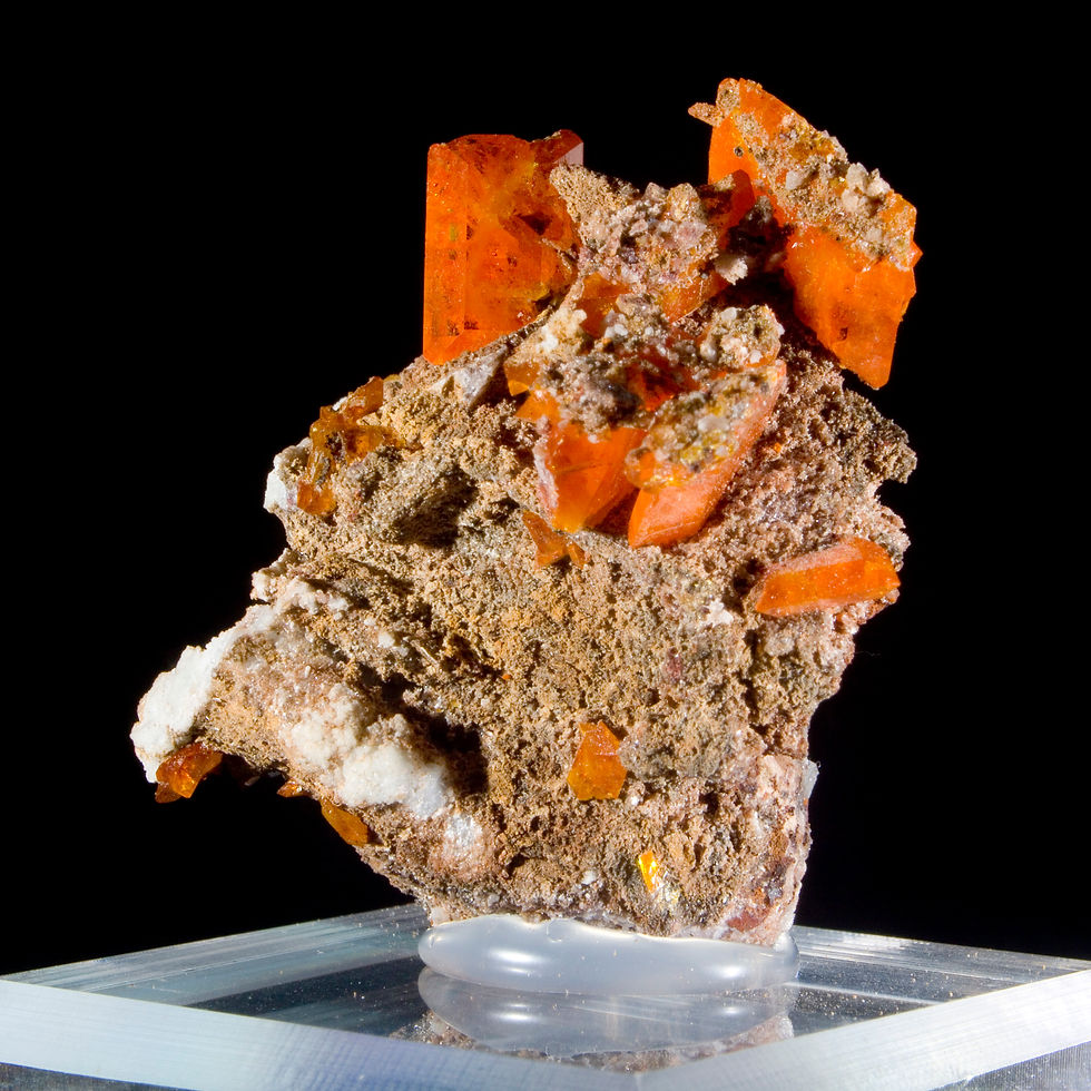 Thumbnail: Wulfenite on Matrix - Red Cloud Mine, Arizona - Studio Mineralia Earth Art Gallery