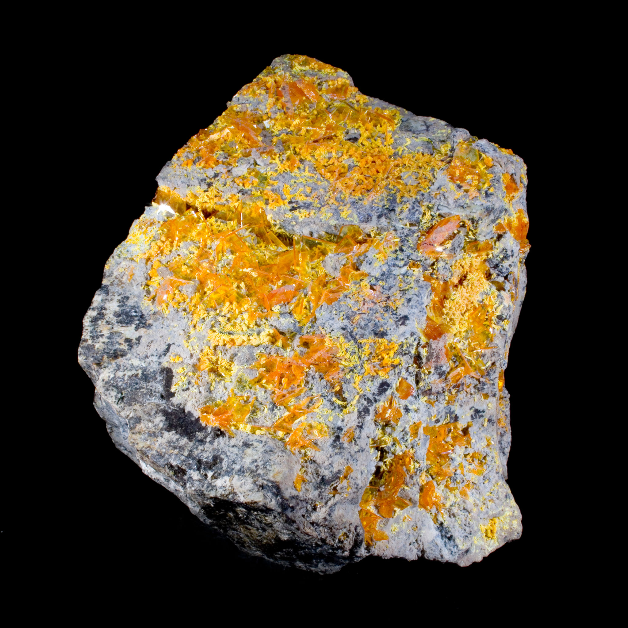 Wulfenite and Mimetite - 79 Mine, Arizona, USA - Studio Mineralia Earth Art Gallery