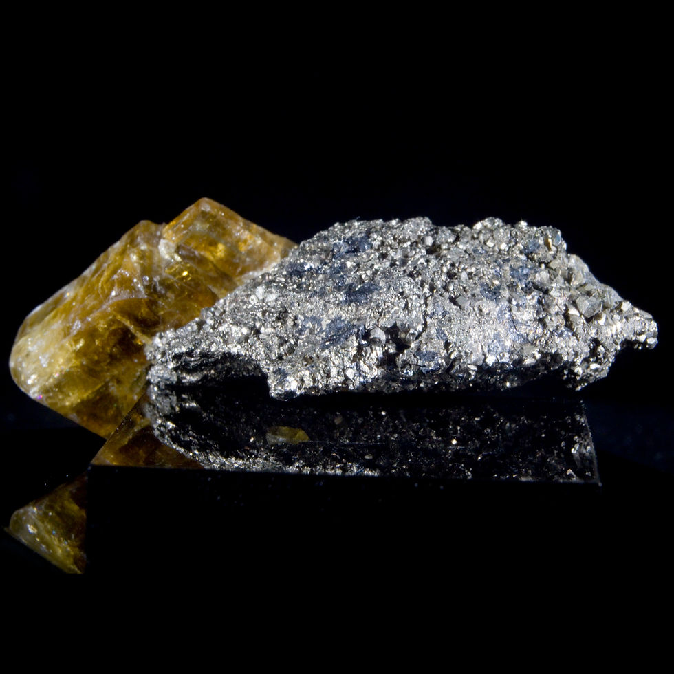 Thumbnail: Nicely translucent yellow Barite. A nicely aesthetic crystal whose central surface is dusted with smaller crystals while a se