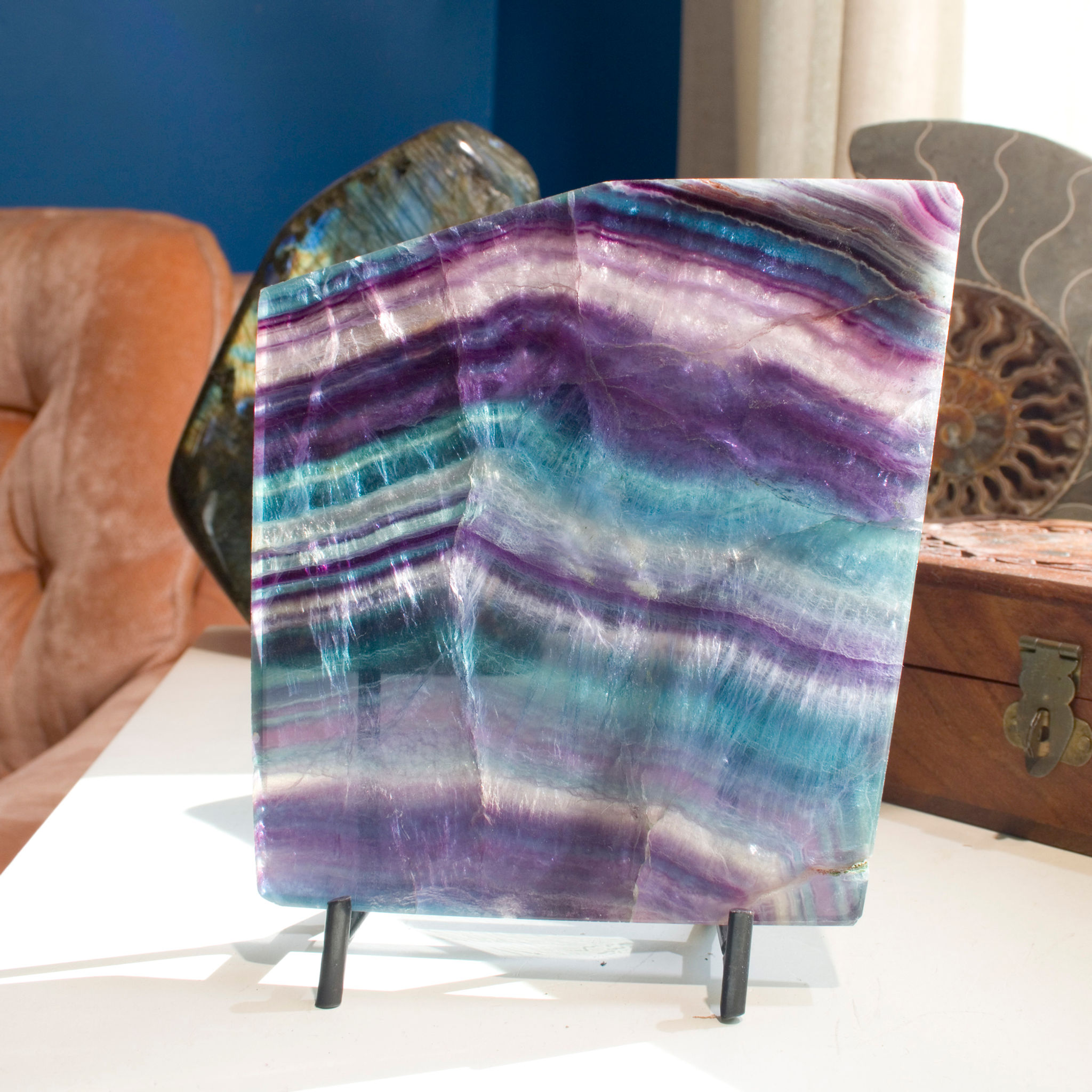 Colorful Fluorite Plate - Brazil - Encourages Alien Abduction - Studio Mineralia Earth Art Gallery