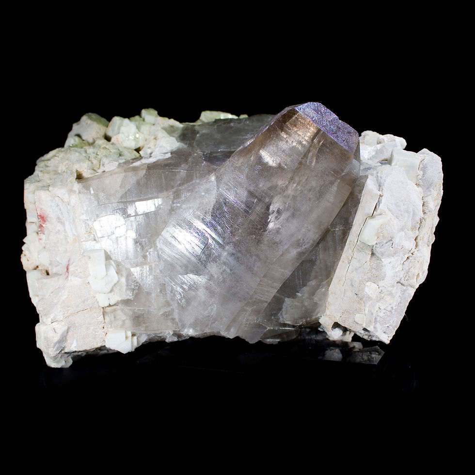 Thumbnail: Tabular Smoky Quartz and Albite - El Capitan Mountains, New Mexico, USA - Studio Mineralia Earth Art Gallery