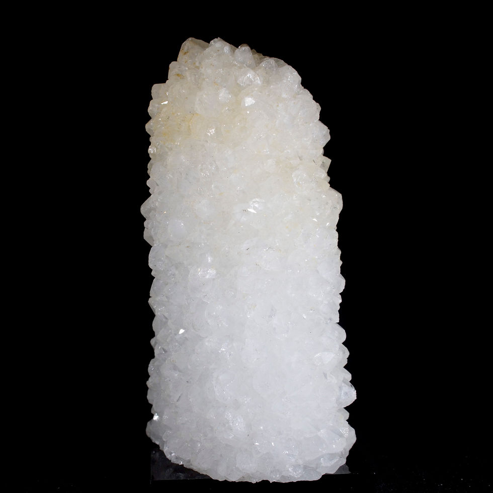 Thumbnail: Translucent Twin MM Quartz & Chalcedony Stalactites. More that six delicate strands of Chalcedony for the core of this 4 inch