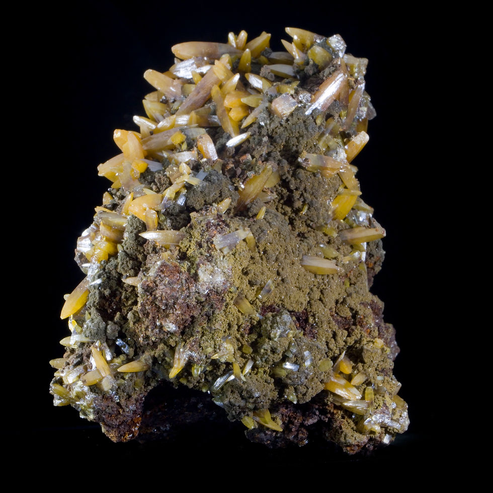 Thumbnail: Wulfenite and Mottramite - Mina Ojuela, Mexico - Studio Mineralia Earth Art Gallery