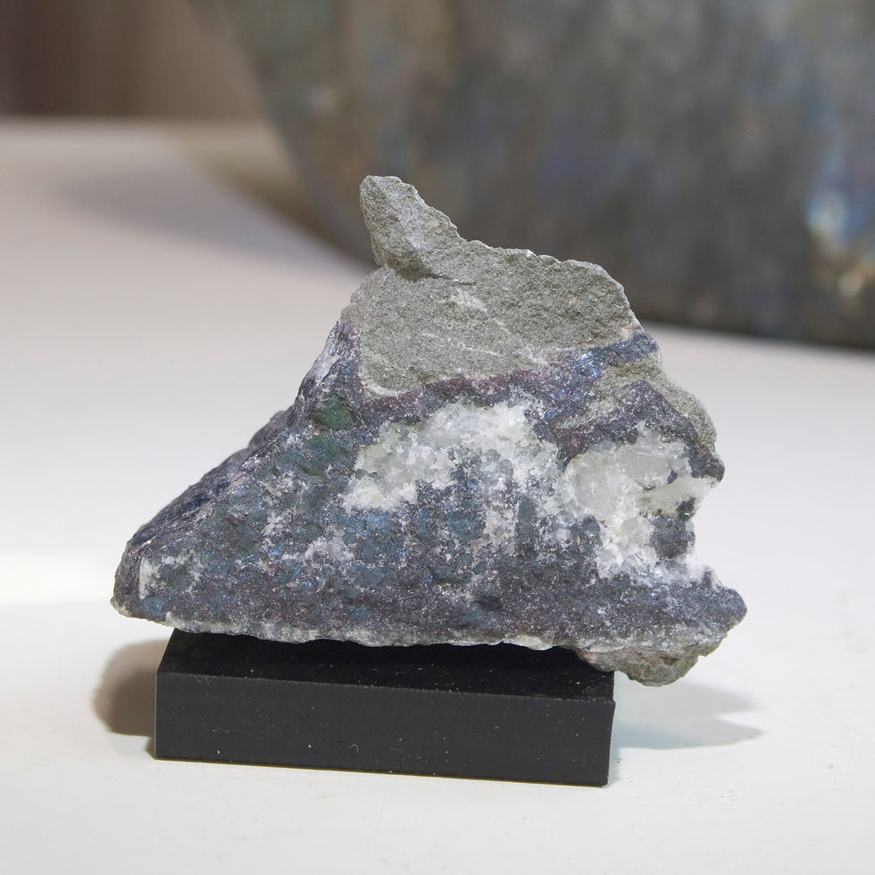 Collected in the 1960's this is a part of a small, extracted vein of Silver, Bornite and Calcite. It was collected in 1967 by
