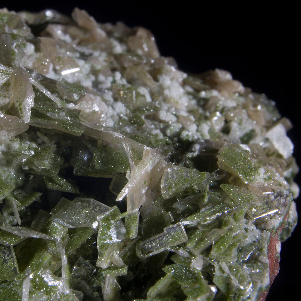 Thumbnail: Wulfenite with Duftite. Tsumeb Mine, Namibia. Studio Mineralia Earth Art Gallery