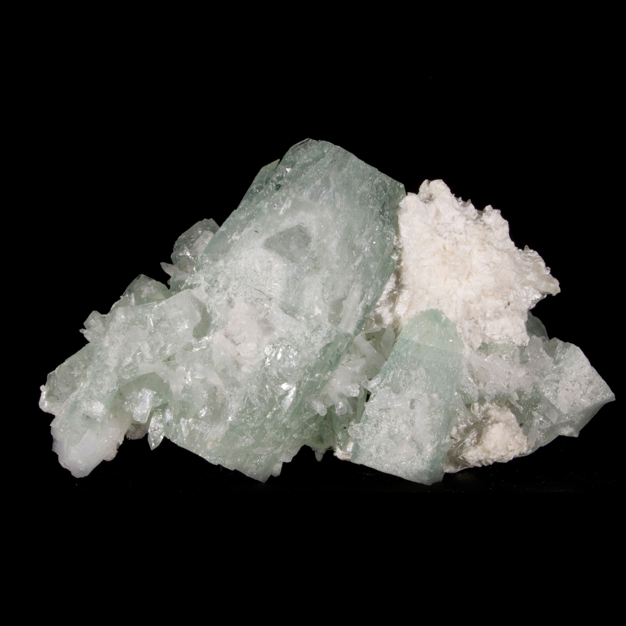 Etched Green Apophyllite with Mordenite & Stilbite