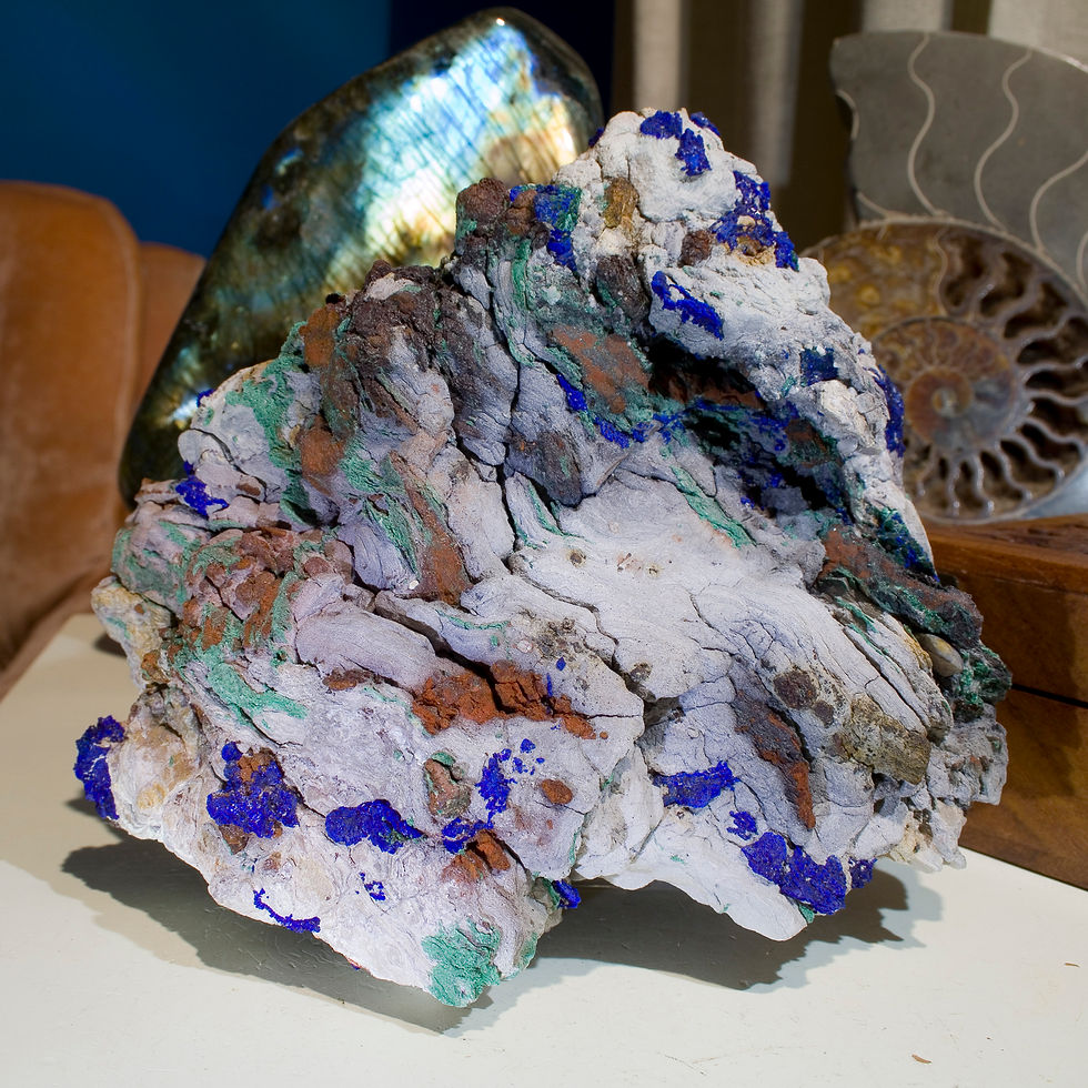 Thumbnail: Statement Piece! Azurite and Malachite - Bou Beker, Morocco - Studio Mineralia Earth Art Gallery