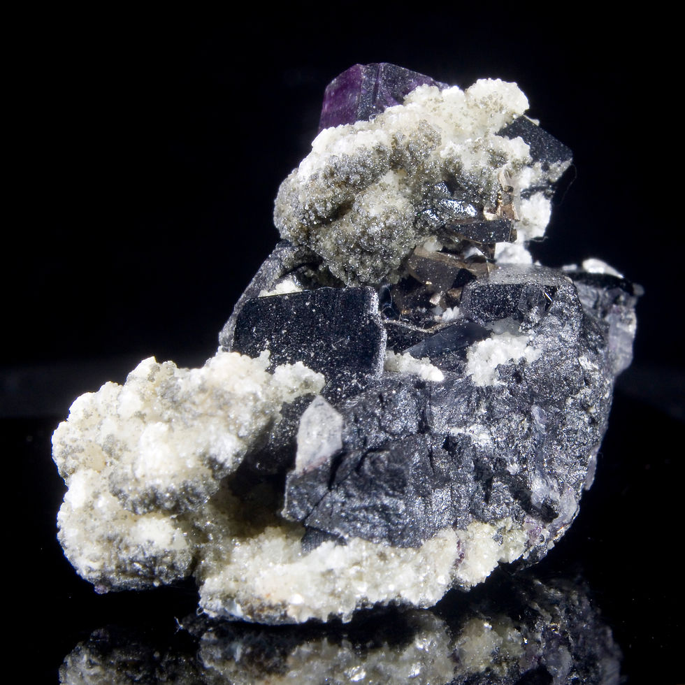 Thumbnail: Fluorite on Ferberite - Yaogangxian Mine, China - Studio Mineralia Earth Art Gallery