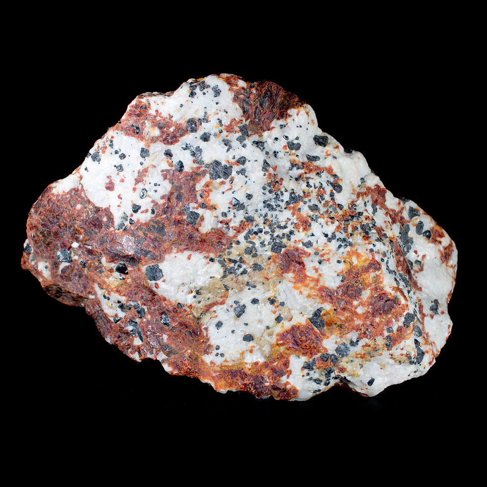 Thumbnail: SW/UV Reactive Calcite with Red Zincite and Franklinite - Franklin Mine, NJ - Studio Mineralia: The Earth Art Gallery