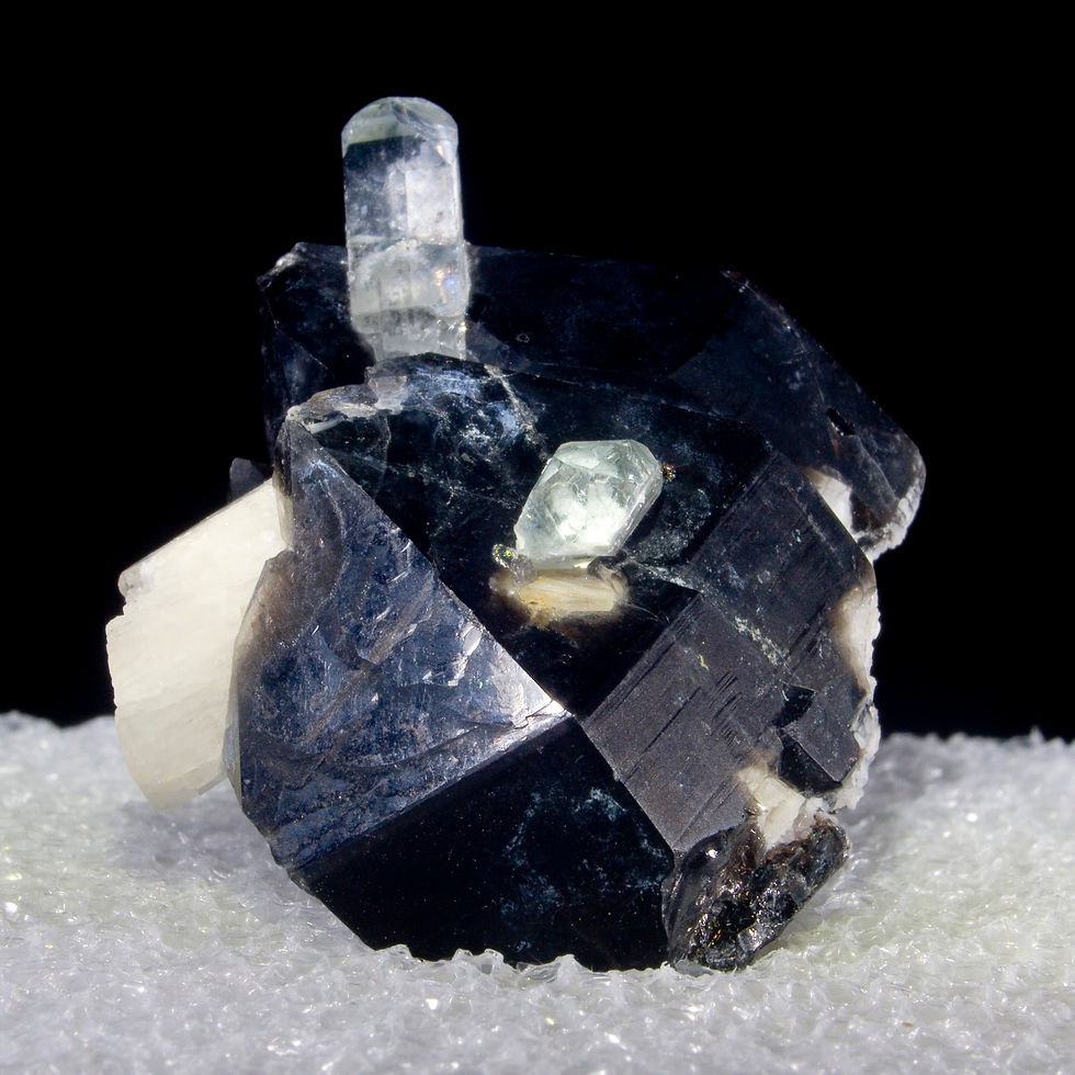 Thumbnail: Blue Topaz on Smoky Quartz with Feldspar - Minas Gerais, Brazil - Studio Mineralia Earth Art Gallery