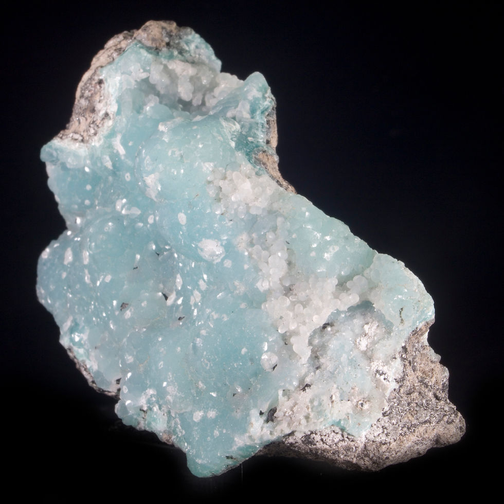 Thumbnail: Bright blue botryoidal Smithsonite that present vertically or horizontally on a sturdy matrix. A great example from the Choix