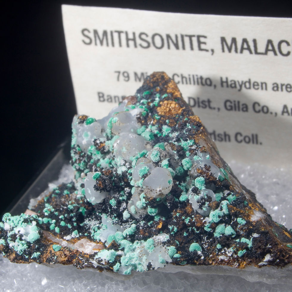 Smithsonite with Malachite - 79 Mine, Arizona, USA - Studio Mineralia Earth Art Gallery