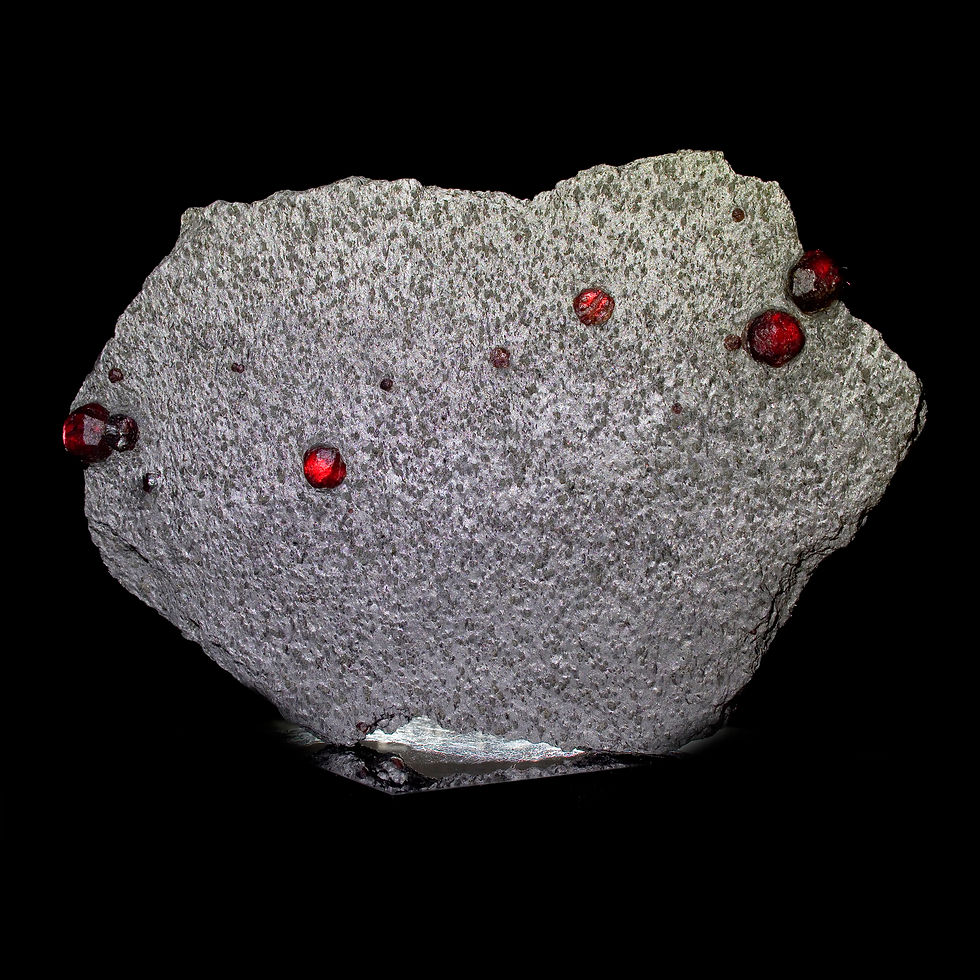 Thumbnail: Almandine-Pyrope Garnet in Graphite Mini Plate - Red Embers Mine, MA - Studio Mineralia Earth Art Gallery