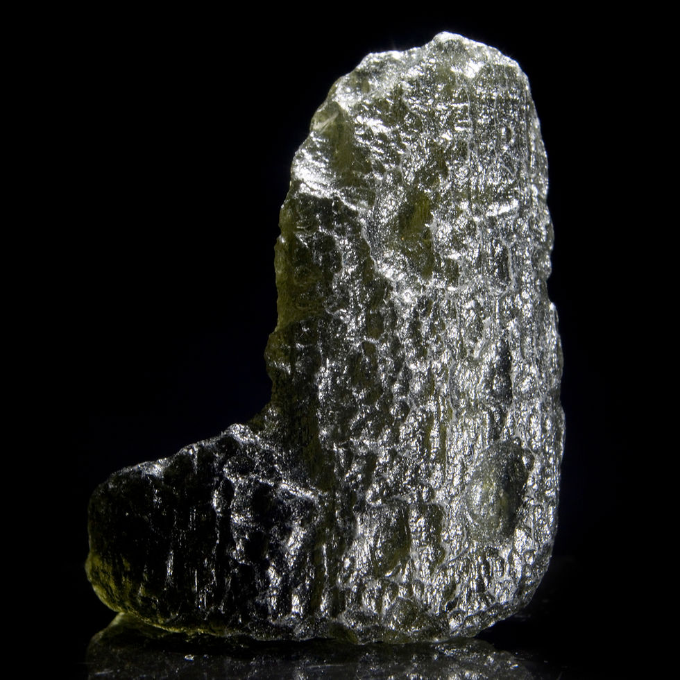 Thumbnail: Moldavite. If your name is Larry or Janet this Moldavite has waited 14.7 million years for you! One of the most compelling Te