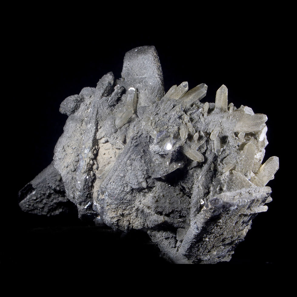 Thumbnail: Ferberite with Quartz and Chlorite - Yaogangxian Mine, China - Studio Mineralia Earth Art Gallery