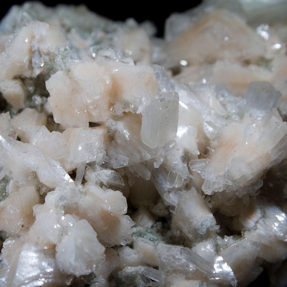 Thumbnail: Complex Light Pink Heulandite with Multiple Generations of Stilbite