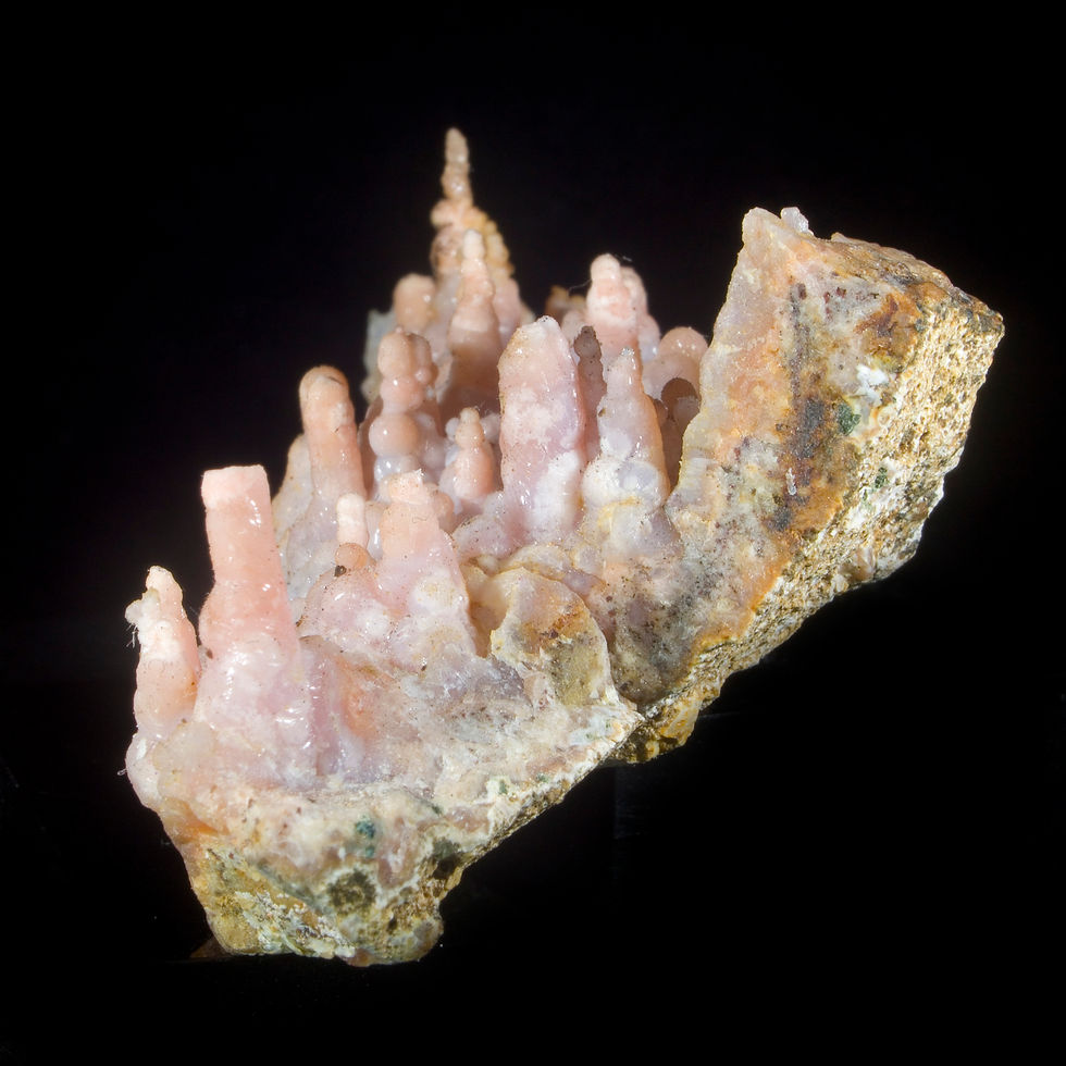 Thumbnail: Pink Chalcedony Stalactites - Sidi Rahal, Morocco - Studio Mineralia Earth Art Gallery